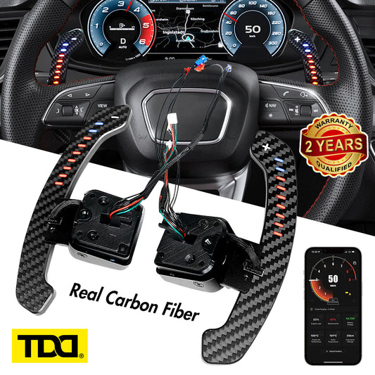 TDD Carbon Fiber Magnetic LED Paddle Shifters For Audi A1 A2 A3 A4 A5 A8 Q2 Q3 Q4 Q5 Q7 Q8 S1 S2 S3 S4 S5 SQ5 SQ7 SQ8 RS1 RS2 RS3 RS4 RS5 RSQ5