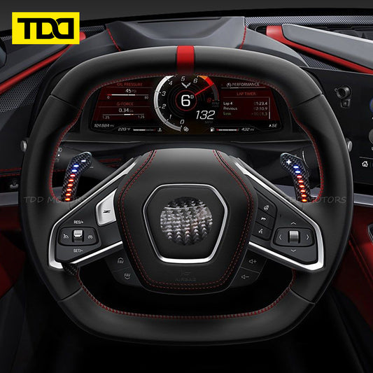 TDD Carbon Fiber Magnetic LED Paddle Shifters For Chevrolet C8 Corvette