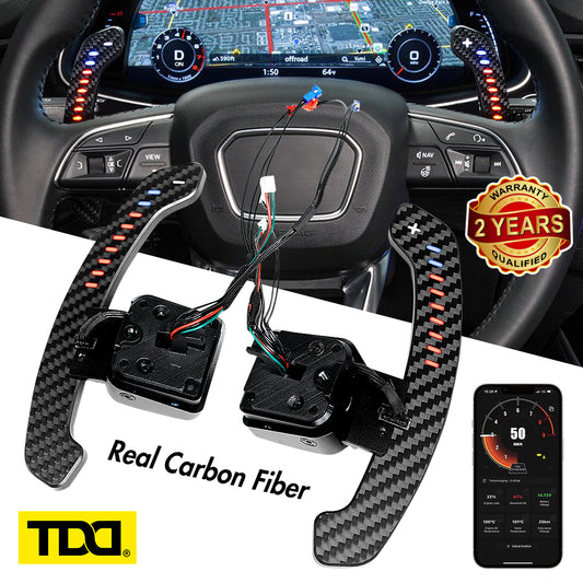 TDD Carbon Fiber Magnetic LED Paddle Shifters For Audi A1 A2 A3 A4 A5 A8 Q2 Q3 Q4 Q5 Q7 Q8 S1 S2 S3 S4 S5 SQ5 SQ7 SQ8 RS1 RS2 RS3 RS4 RS5 RSQ5