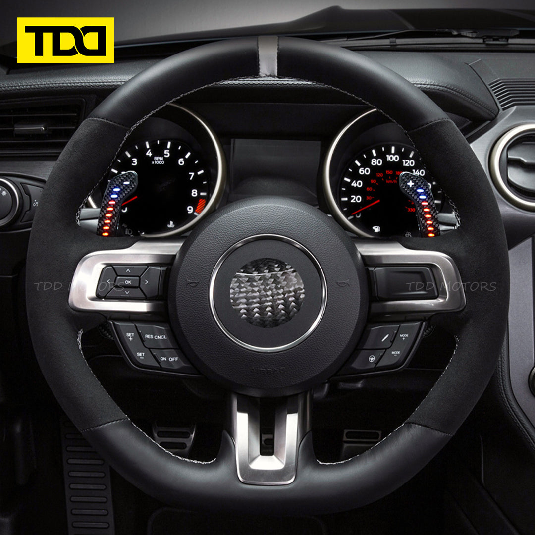 TDD Carbon Fiber Magnetic LED Paddle Shifters For Mustang