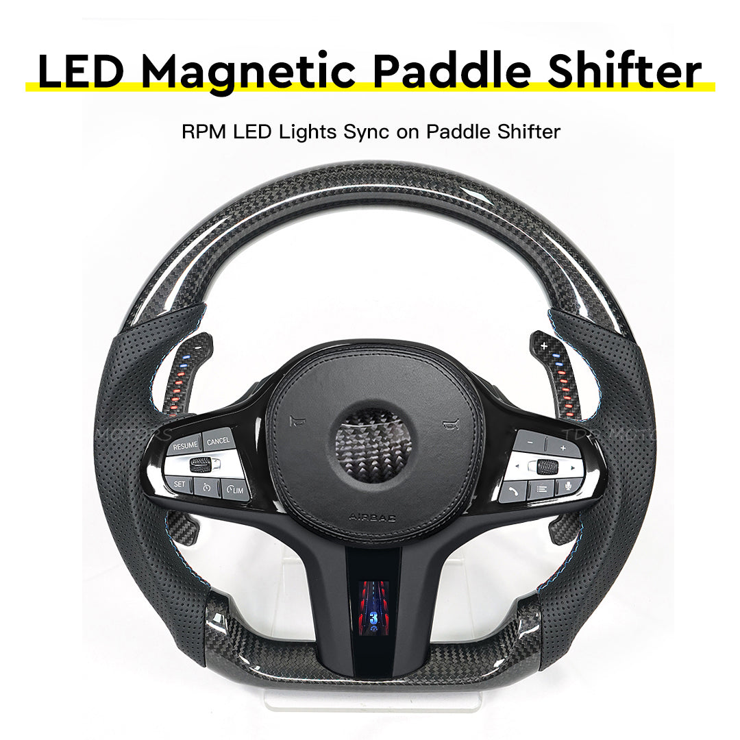 Carbon Fiber Magnetic LED Paddle Shifters For 02-06 Mini Cooper F54 F55 F56 F57 F60 Cooper S/JCW