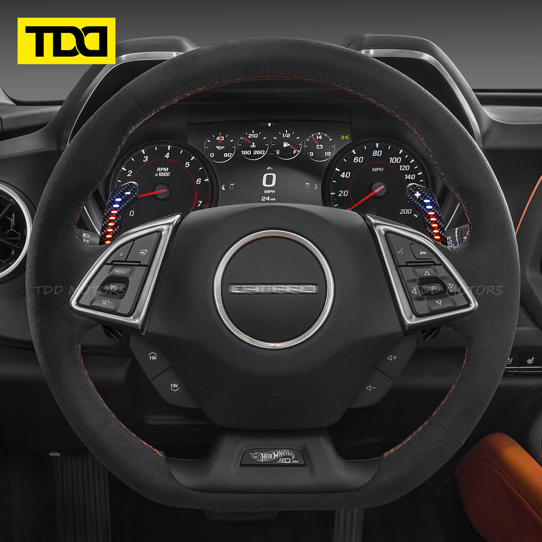 TDD Carbon Fiber Magnetic LED Paddle Shifters For Chevrolet Corvette C7 ZR1 2014-2019