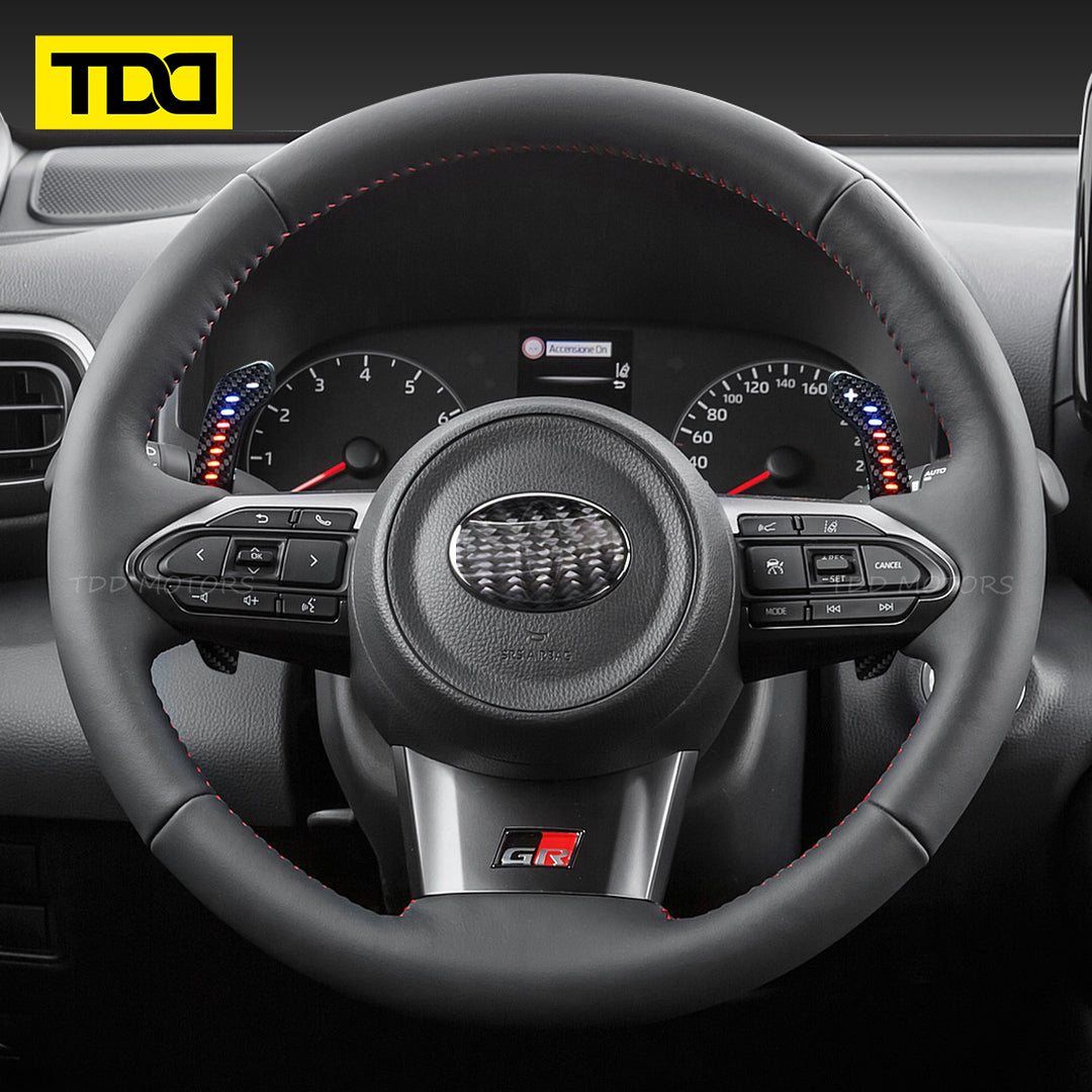 TDD Carbon Fiber Magnetic LED Paddle Shifters For Toyota YARIS GR 2020-2024