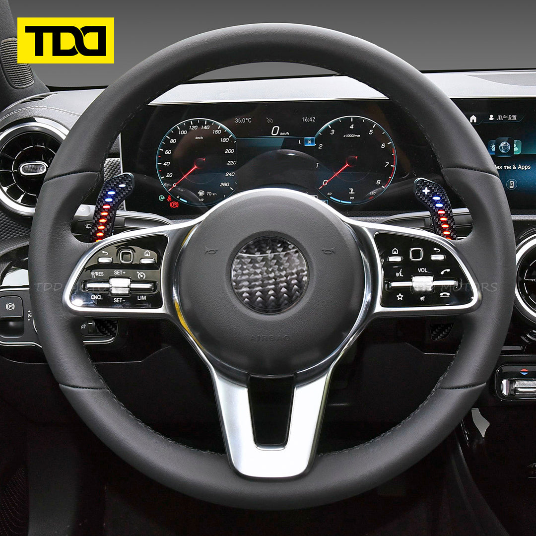 TDD Carbon Fiber Magnetic LED Paddle Shifters For Mercedes Benz W205,S205, W213, N293, W24, C117, X117, C238, A238, C257 Class: C E EQC B CLA GLE GLS