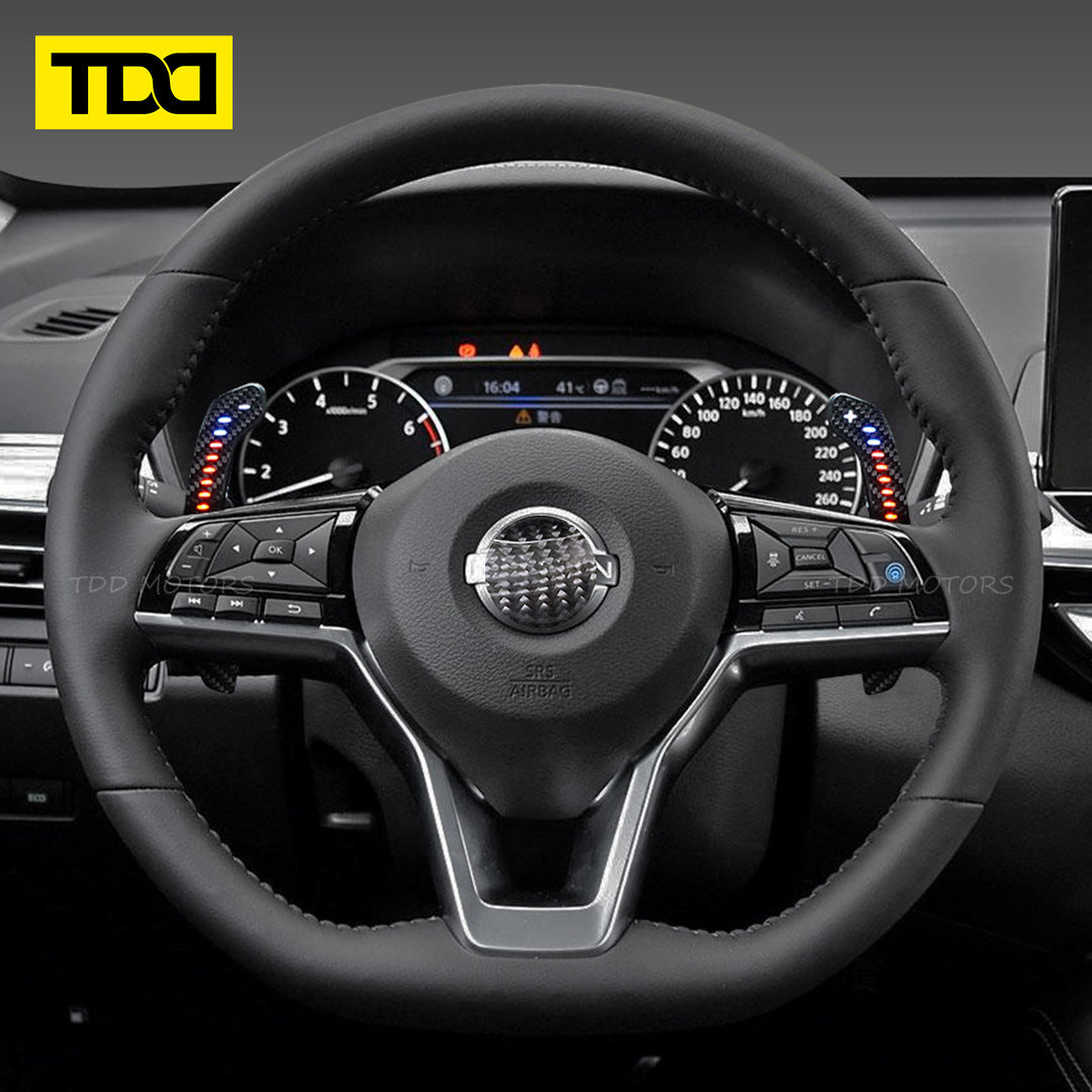 TDD Carbon Fiber Magnetic LED Paddle Shifters For Nissan Micra VERSA 20 21