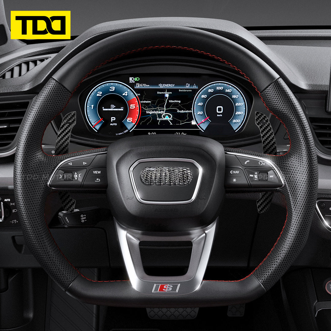 TDD Carbon Fiber Magnetic Paddle Shifters For Audi A1 A2 A3 A4 A5 A8 Q2 Q3 Q4 Q5 Q7 Q8 S1 S2 S3 S4 S5 SQ5 SQ7 SQ8 RS1 RS2 RS3 RS4 RS5 RSQ5