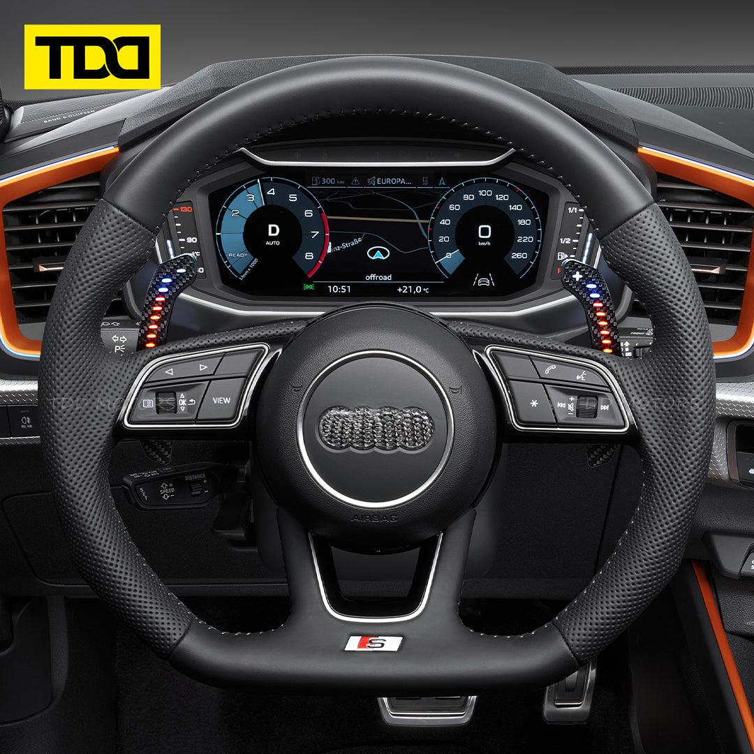 TDD Carbon Fiber Magnetic LED Paddle Shifters For Audi A1 A2 A3 A4 A5 A8 Q2 Q3 Q4 Q5 Q7 Q8 S1 S2 S3 S4 S5 SQ5 SQ7 SQ8 RS1 RS2 RS3 RS4 RS5 RSQ5