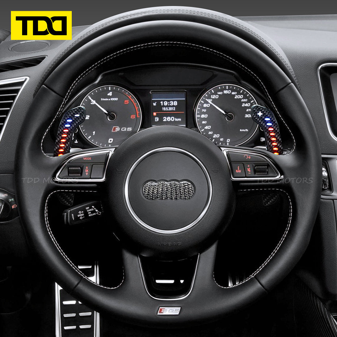 TDD Carbon Fiber Magnetic LED Paddle Shifters For Audi A1 A2 A3 A4 A5 A8 Q2 Q3 Q4 Q5 Q7 Q8 S1 S2 S3 S4 S5 SQ5 SQ7 SQ8 RS1 RS2 RS3 RS4 RS5 RSQ5